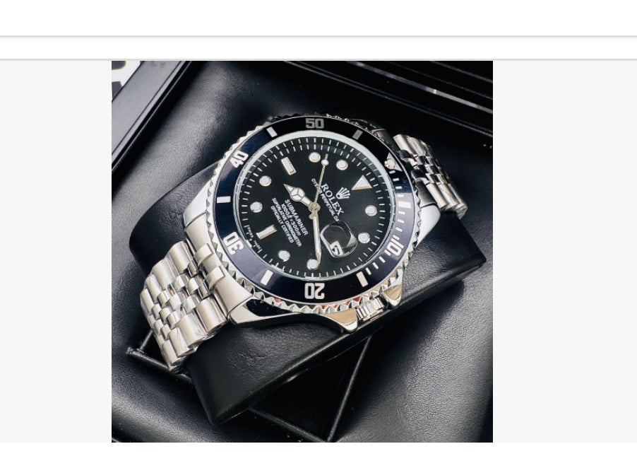 ⌚ RELOJ ESTILO SUBMARINER TRENZADO PLATEADO/NEGRO – ELEGANCIA Y CARÁCTER ⌚