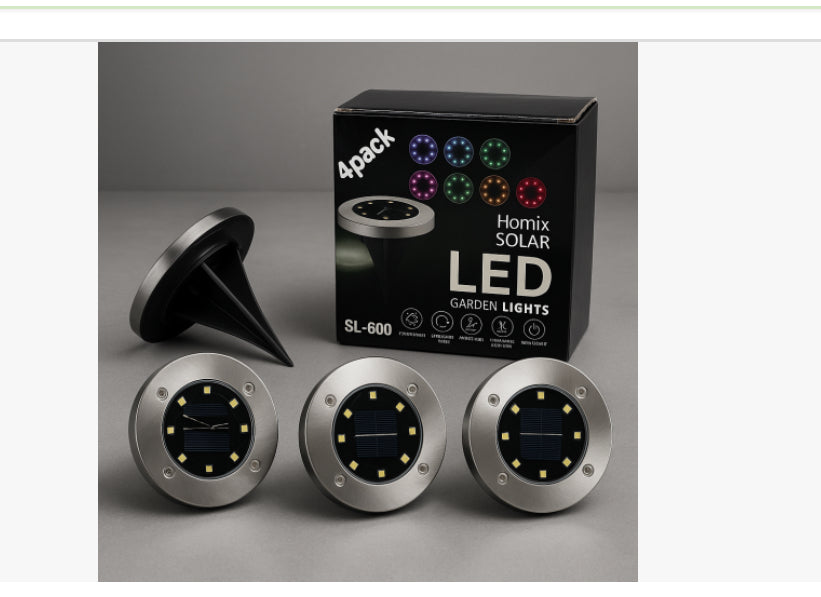 🌞 SET DE 4 LUCES LED SOLARES SL-600 – ILUMINA TU JARDÍN SIN GASTAR LUZ 🌿